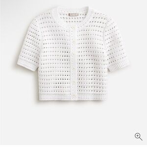J. Crew Short-sleeve pointelle cardigan size medium